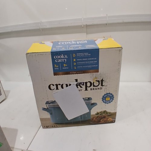 CROCKPOT ROUND SLOW COOKER WITH LOCK ABLE LID - 7QT - PROGRAMABLE FOR UP TO 20HRS - BLUE (MODEL: 2218661 image 5