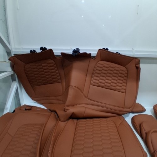 8pc KUSTOM INTERIOR LEATHER SEAT/HEADREST COVERS FOR FORD BRONCO SPORT 2021+ MODELS - COMEPLETE SET - BROWN image 3