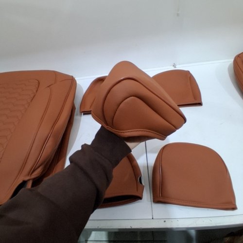 8pc KUSTOM INTERIOR LEATHER SEAT/HEADREST COVERS FOR FORD BRONCO SPORT 2021+ MODELS - COMEPLETE SET - BROWN image 4