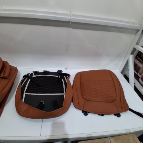 8pc KUSTOM INTERIOR LEATHER SEAT/HEADREST COVERS FOR FORD BRONCO SPORT 2021+ MODELS - COMEPLETE SET - BROWN image 5
