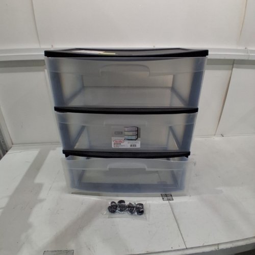 STERLITE WIDE 3-DRAWER STORAGE CART WITH WHEELS - 15.25" X 21.8" X 25.6" - BLACK (MODEL: 29309001) image 3