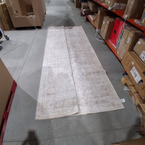 WASHABLE RECTANGULAR AREA RUG WITH VINTAGE DESIGN - 9FT X 12FT - BEIGE image 2