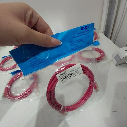 10 CAT5E ETHERNET NETWORKING CABLE - 7FT - RED (MODEL: PD4229) image 4