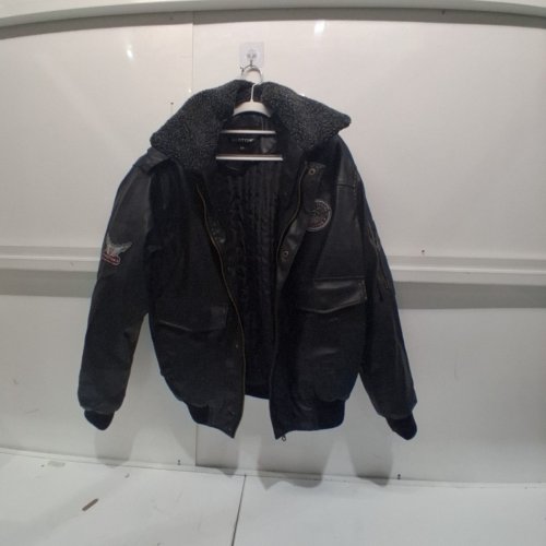 MENS MIDTOWN FRONT ZIP BOMBER FAUX LEATHER JACKET - SMALL - BROWN (STYLE: 848F11) image 2