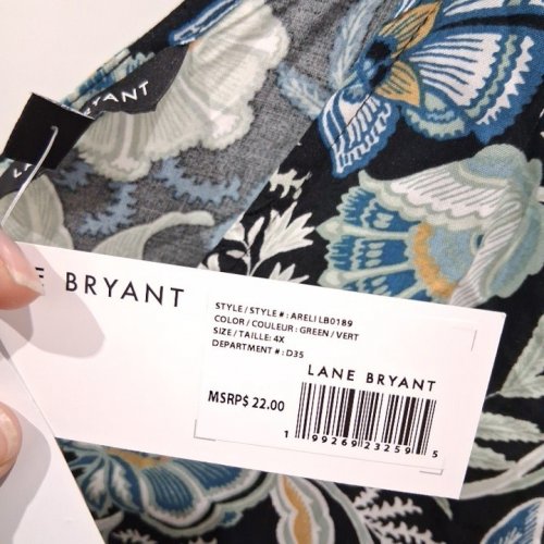 WOMEN'S LANE BRYANT FLORAL SLEEVELESS TANK TOP - 4X - GREEN (STYLE: ARELLB0189) image 3