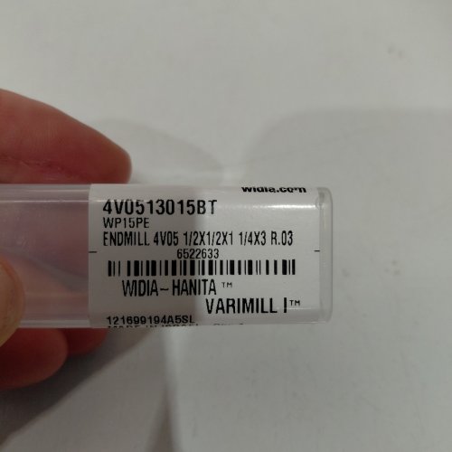 WIDIA HANITA VARIMILL CORNER RADIUS END MILL - 1/2" X 1/2" X 1 1/4" X 3" R.03 (MODEL: 4V0513015BT) image 2