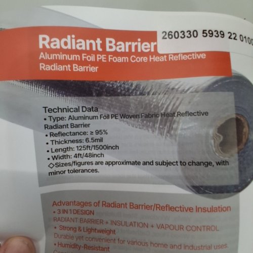 HEAT REFLECTIVE RADIANT BARRIER - 125FT X 4FT - SILVER image 2