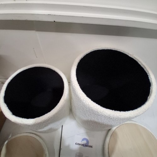 2PC CAROL MADE OTTOMAN WITH STORAGE SHERPA STYLE - 16"/18" - BEIGE image 3