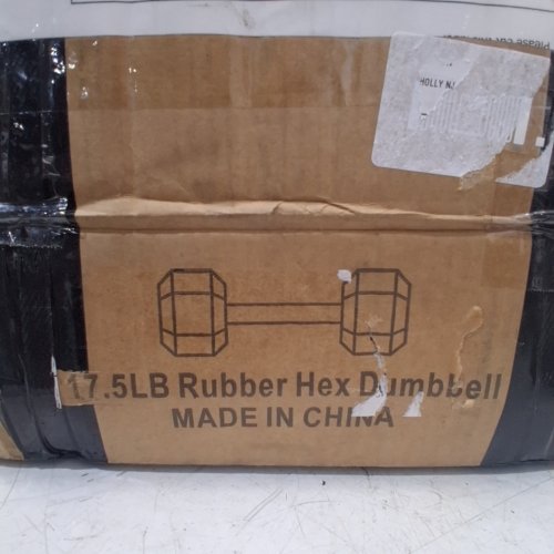 2PK RUBBER HEX DUMBBELLS - 17.5LBS - BLACK image 2