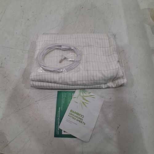 PREMIUM GROUNDING SHEET WITH 15FT CABLE FOR SLEEP SUPPORT & STRESS RELIEF - QUEEN - WHITE GRID image 3
