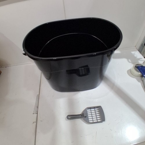 IRIS USA TOP ENTRY CAT LITTER BOX WITH SCOOP - 46L - BLACK/GRAY - (MODEL: TECL-20) image 4