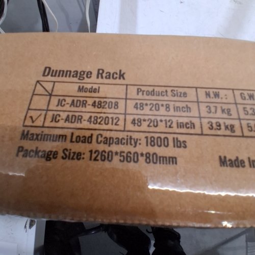ALUMINUM COMMERCIAL FLOOR DUNNAGE RACK - 48" X 20" X 12" - 1800 LBS MAX CAPACITY - WHITE (MODEL: JC-ADR-482012) image 7