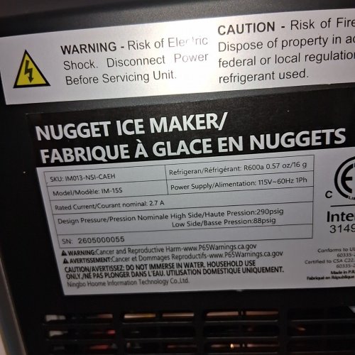 EUHOMY PEARL L1 PORTABLE NUGGET ICE MAKER COUNTERTOP - 35LBS CAPACITY - BLUE (MODEL: IM013-NSI-CAEH) image 6