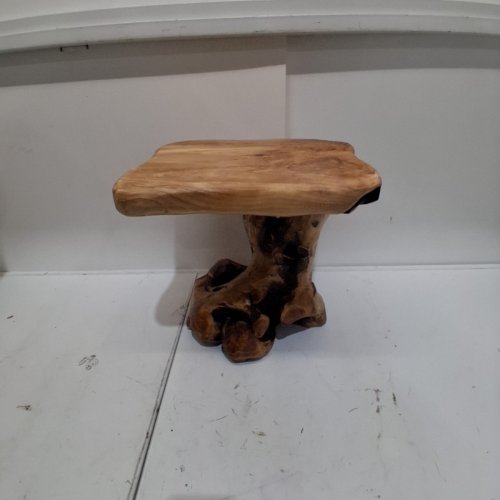 WELLAND TREE STUMP STOOL - 14" TALL LIVE EDGE ORGANIC CEDAR STUMP MUSHROOM SHAPED - NATURAL WOOD DISTRESS FINISH (MODEL: WFC950-300) image 2