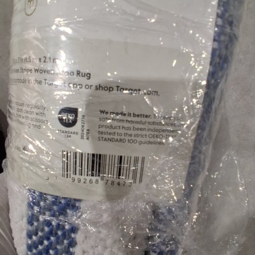 THRESHOLD BROKEN STRIPED WOVEN AREA RUG- 5FT X 7FT - CREAM/BLUE (MODEL: 066 04 7700) image 2
