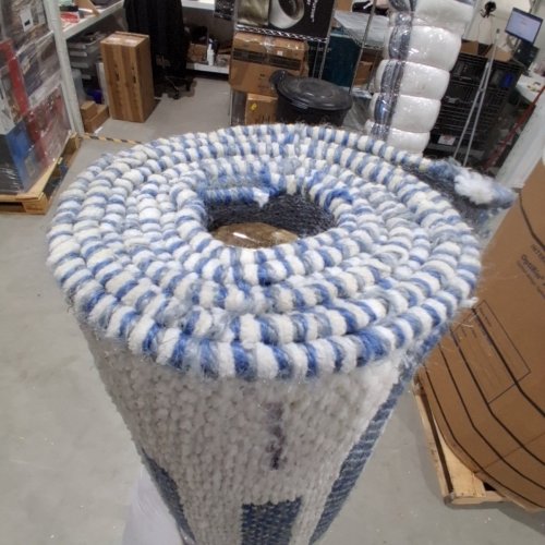 THRESHOLD BROKEN STRIPED WOVEN AREA RUG- 5FT X 7FT - CREAM/BLUE (MODEL: 066 04 7700) image 5