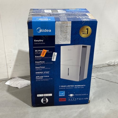 MIDEA DEHUMIDIFIER FOR BASEMENT WITH REUSABLE AIR FILTER - 3000SQ.FT - WHITE (MODEL: MAD35C1AWS-A) image 5
