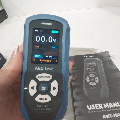 AEG TEST. RECHARGEABLE PINLESS MOISTURE METER FOR WOOD DRYWALL & MASONRY WOOD - BLUE / BLACK (MODEL: AWT-380) image 2