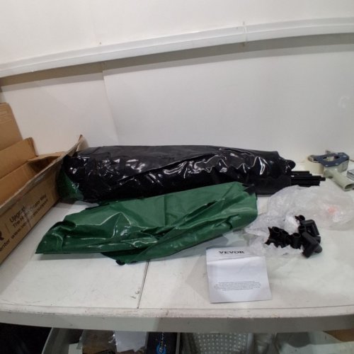 VEVOR ALL-WEATHER WATERPROOF PE TARPAULIN OUTDOOR STORAGE DECK BOX WITH GALVANIZED FRAME - 230 GAL - BLACK/GREEN (MODEL: JH-230) image 2
