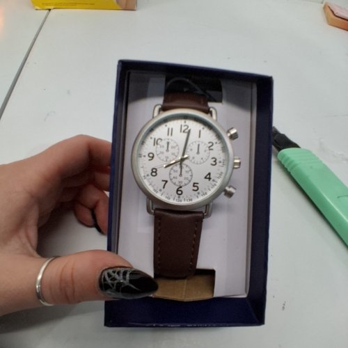 MENS GEORGE ANALOG LARGE DISPLAY WRISTWATCH - 40 MM- BROWN STRAP, SILVER-TONE CASE, WHITE DIAL (MODEL: WCCMS20) image 3