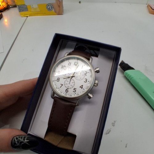 MENS GEORGE ANALOG LARGE DISPLAY WRISTWATCH - 40 MM- BROWN STRAP, SILVER-TONE CASE, WHITE DIAL (MODEL: WCCMS20) image 4