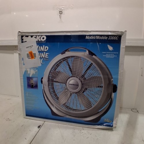 LASKO PIVOTING WIND MACHINE AIR CIRCULATOR FLOOR FAN WITH 3 SPEEDS - 23" - WHITE/BLUE (MODEL: 3300C) image 8