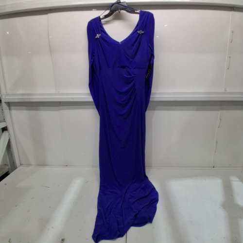 WOMEN'S R & M RICHARDS DRAPED SHOULDER DRESS WITH RHINESTONE DETAILING - SIZE 8 - INDIGO (STYLE: 5899) image 2