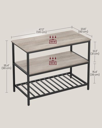 VASAGLE KITCHEN ISLAND SHELF WITH LARGE WORKTOP - 47" BLACK/GREIGE (MODEL:KKI001) image 2