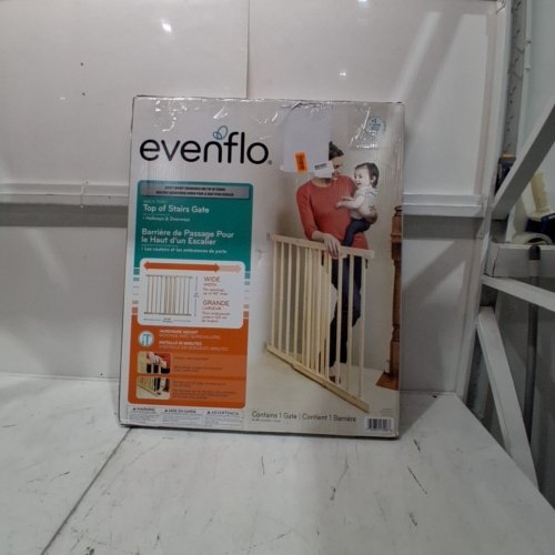 EVENFLO WALK-THRU TOP OF STAIRS EXTRA WIDE BABY & PET GATE - 32" X 30" - 48" - NATURAL WOOD BROWN (MODEL: 1050500 1050) image 3