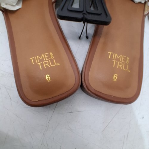 WOMEN'S TIME AND TRU WOVEN H-BAND SANDALS - SIZE 6 - TAN image 3