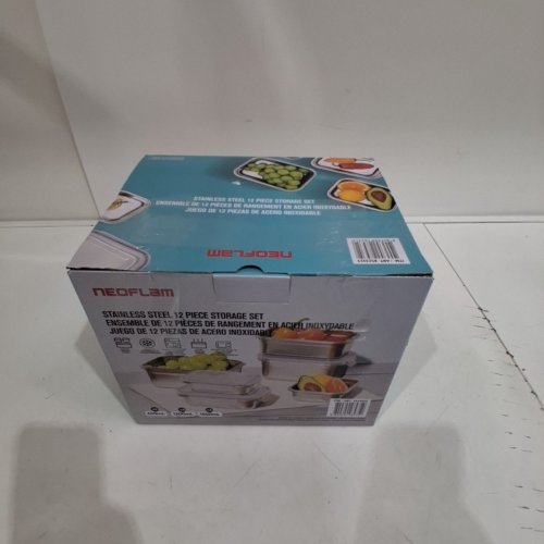 8PC NEOFLAM STAINLESS STEEL CONTAINERS WITH 1 SMALL LID - MULTIPLE SIZES - SILVER (MODEL: 8523323) image 4