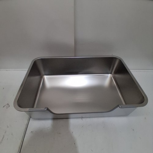 FZZOR STAINLESS STEEL CAT LITTER BOX WITH LOW ENTRY - 23.5" X 15.5" - SILVER image 2