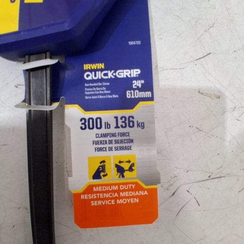 IRWIN QUICK-GRIP ONE-HANDED BAR CLAMP/SPREADER - 24" - 300LB CLAMP FORCE - BLUE/BLACK (MODEL:1964720) image 2