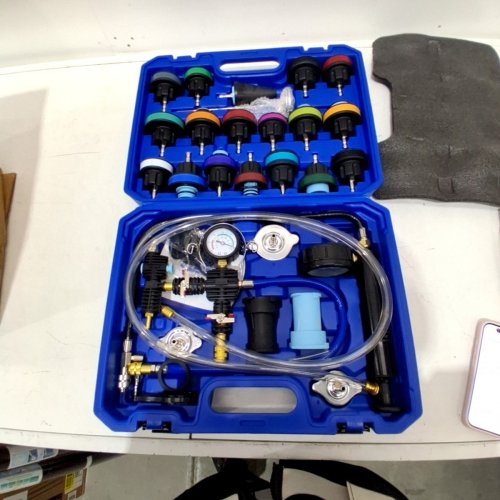 LANGAWASER 28 PIECE COOLANT PRESSURE TESTER & VACCUM REFILL KIT - BLUE - (MODEL: X004LUSYEZ) image 2