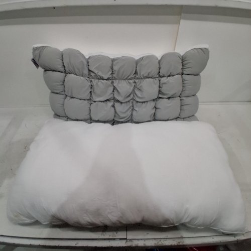 2PK MELLOW COOLING CLOUD DESIGN PUFF PILLOW - KING 20" X 36" - WHITE/GREY image 2