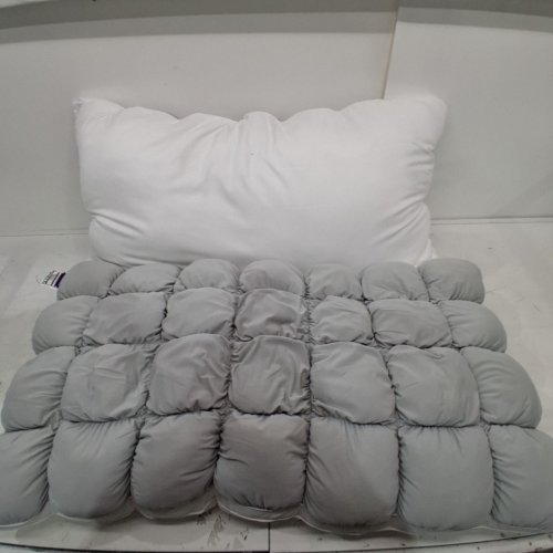 2PK MELLOW COOLING CLOUD DESIGN PUFF PILLOW - KING 20" X 36" - WHITE/GREY image 3