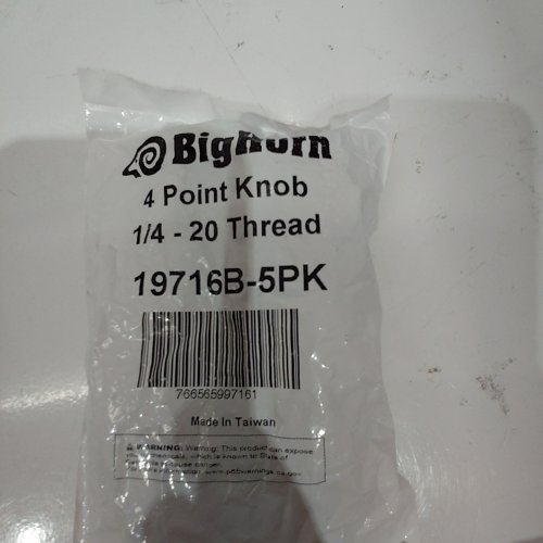 5PK BIG HORN 4 POINT KNOB - 1/4 - 20 THREAD - BLACK (ITEM: 19716B) image 2