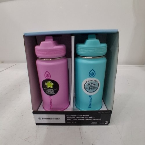 2PK THERMOFLASK STAINLESS STEEL BOTTLE - 16OZ - PINK/TEAL (MODEL:2880559) image 2
