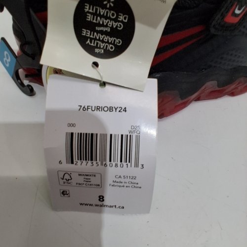 BOY'S ATHLETIC WORKS LIGHT UP SNEAKER VELCRO SHOES - 8 - GRAY/BLACK/RED (STYLE: 76FURIOBY24) image 2