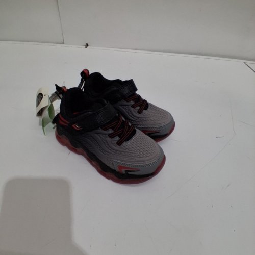 BOY'S ATHLETIC WORKS LIGHT UP SNEAKER VELCRO SHOES - 8 - GRAY/BLACK/RED (STYLE: 76FURIOBY24) image 3
