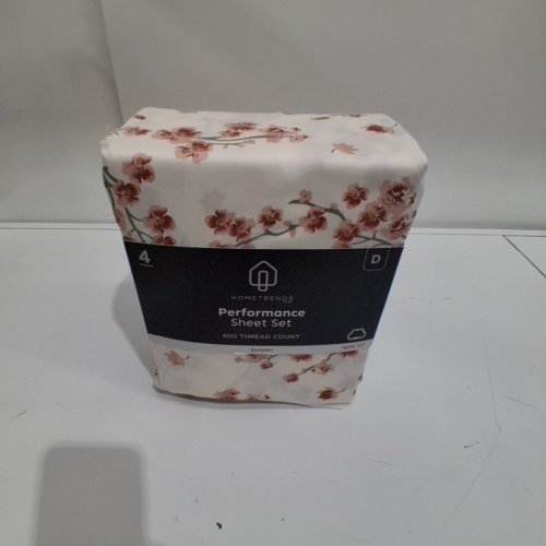 4PC HOMETRENDS PERFORMANCE COTTON SHEET SET - DOUBLE - 400 THREAD COUNT - PINK FLORAL (STYLE: HT400-DB-PFRL) image 2