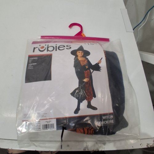 GIRL'S RUBIES WITCH COSTUME - MEDIUM (8/10) - BLACK/ORANGE (STYLE: SORCERESS) image 3