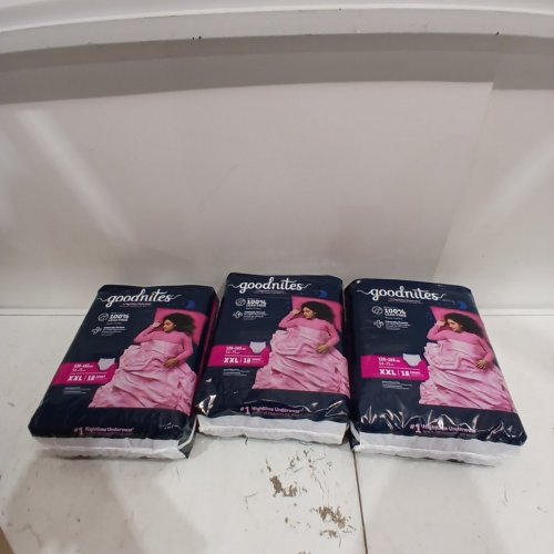 54PK GIRLS GOODNITES BEDWETTING NIGHT TIME UNDERWEAR - XXL (120LBS-165LBS) - WHITE/PURPLE image 2