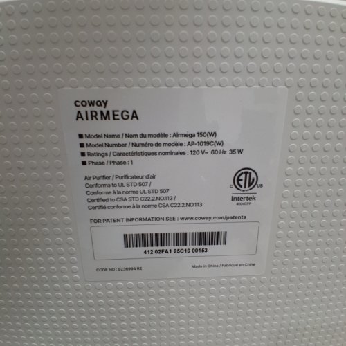 CONWAY AIRMEGA AIR PURIFIER WITH HEPA FILTER - 1,035 SQ. FT. IN 60 MINUTES - WHITE (MODEL: AIRMEGA 150(W)) image 3