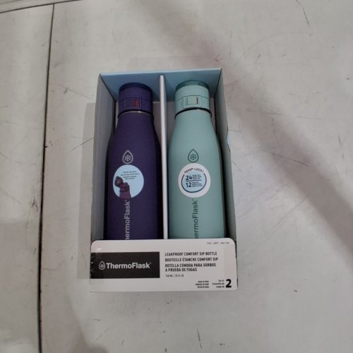 2PK THERMOFLASK LEAKPROOF COMFORT SIP STAINLESS STEEL BOTTLE - 25OZ - DARK BLUE/MINT GREEN (MODEL:1901736) image 2