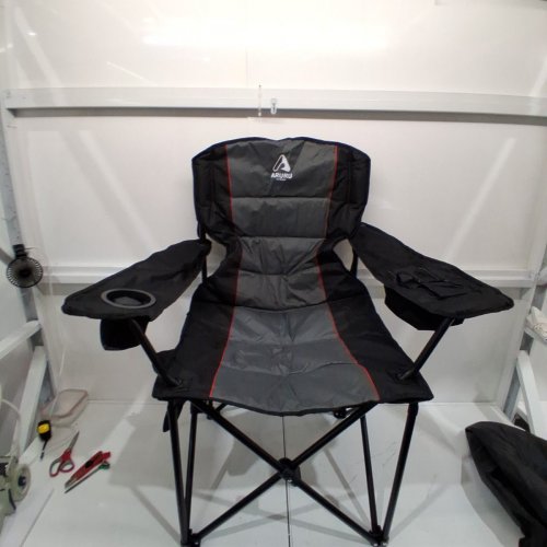 ARURU OVERSIZED FOLDING CAMPING CHAIR WITH CUP HOLDER COOLER POCKETS - 500 LBS CAP - BLACK/RED/GREY image 4