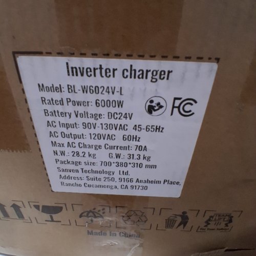 VEVOR PURE SINE WAVE INVERTER CHARGER WITH LCD DISPLAY - 6000W, DC24V, 90-130VAC INPUT, 120VAC OUTPUT, 70A CHARGE CURRENT - BLACK (MODEL: BL-WG6024V-L) image 8