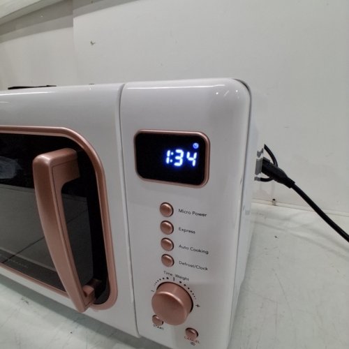 FRIGIDAIRE RETRO MICROWAVE OVEN - 0.7CU.FT, 700W - WHITE/GOLD (MODEL: EMW788-WHITERGLD) image 2