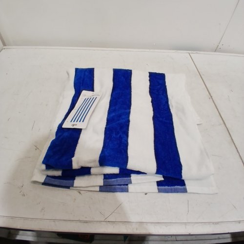 MAINSTAYS CABANA STRIPE BEACH TOWEL - 28" X 60" - BLUE/WHITE (MODEL: KH6083CBSTRP) image 2