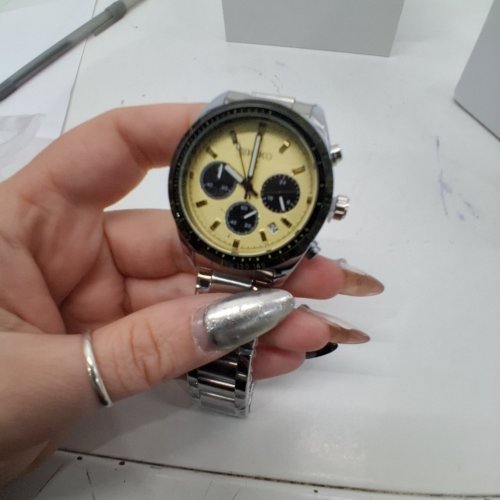 ADULTS SEIKO PROSPEX SPEEDTIMER SOLAR CHRONOGRAPH PANDA WATCH - 39 MM - BLACK / YELLOW (MODEL: SBDL085) image 3
